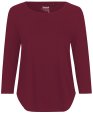 Dames T-Shirt Neutral Three Quarter Sleeve Bordeaux